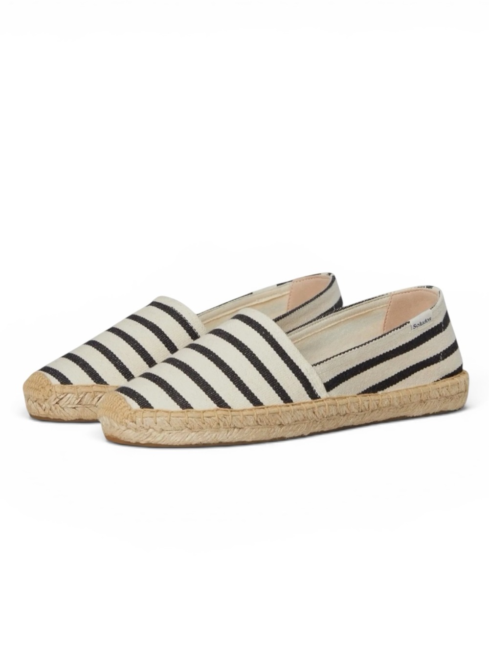 Soludos Original Espadrille Slip-On Flats Ivory Black Size 7